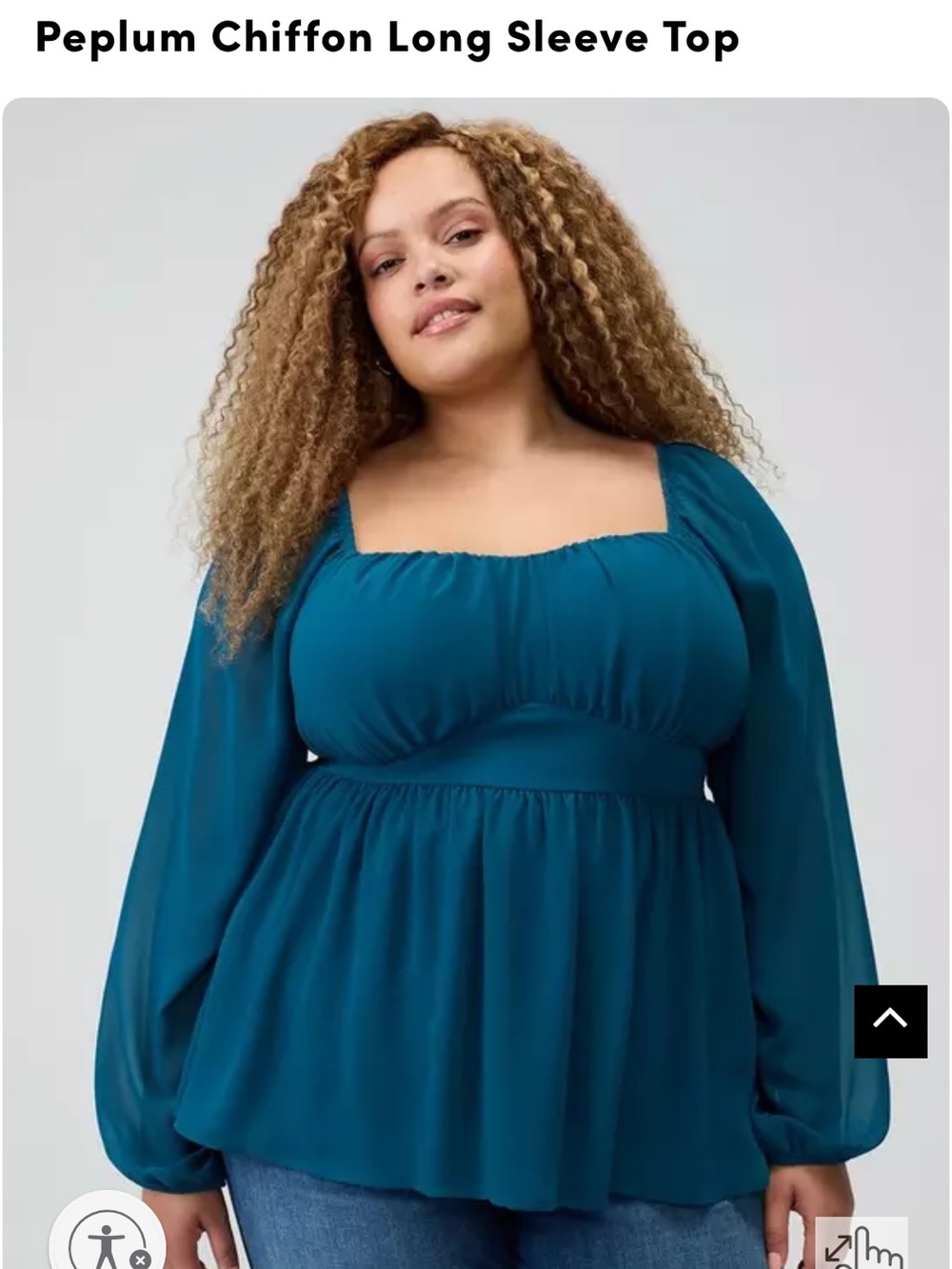 torrid Teal Long Sleeve Peplum Top